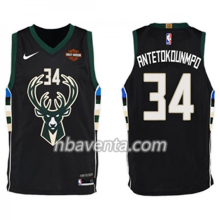 Camiseta Hombre Milwaukee Bucks Giannis Antetokounm 34 Nike 2017-18 Negro Swingman Camiseta Hombre Milwaukee Bucks Giannis Antetokounm 34 Nike 2017-18 Negro Swingman